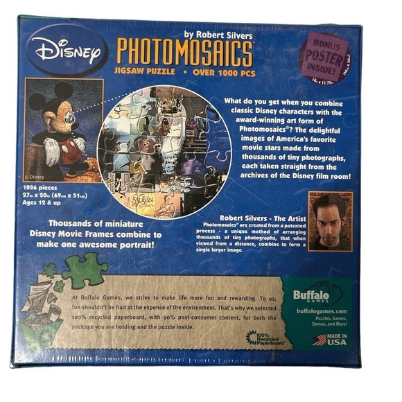 New Disney Photomosaic‎ Jigsaw Puzzle Mickey Mouse 1000+ Pieces New Sealed - Picture 2 of 4